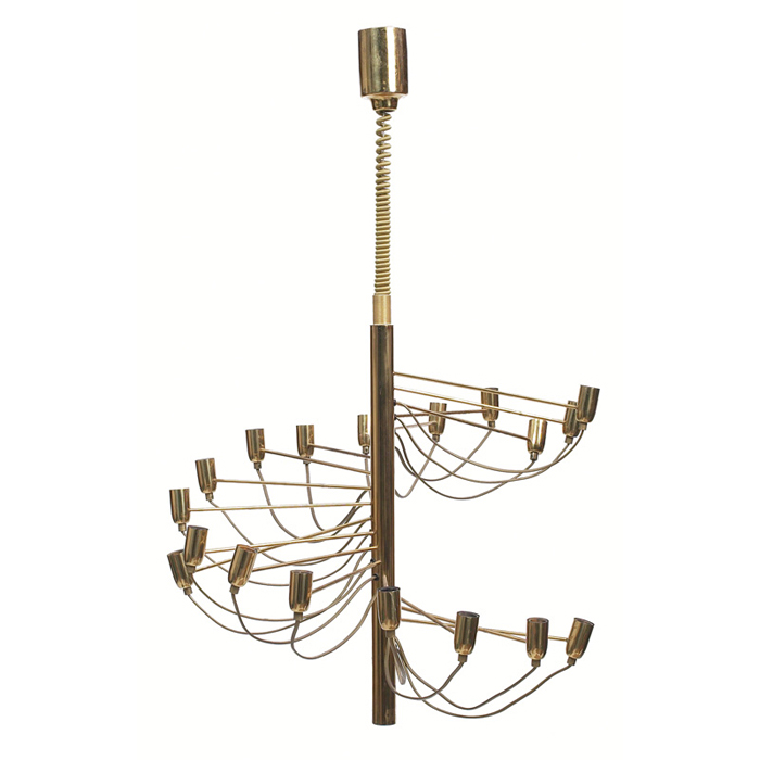 Appraisal: Gino Sarfatti chandelier by Flos brass radiating brass arms original