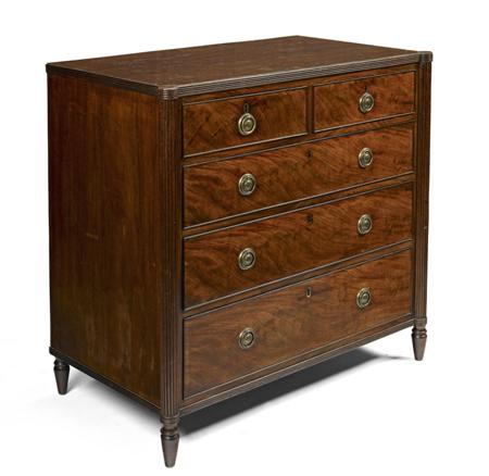 Appraisal: REGENCY MAHOGANY CHEST OF DRAWERS CIRCA the rectangular top with