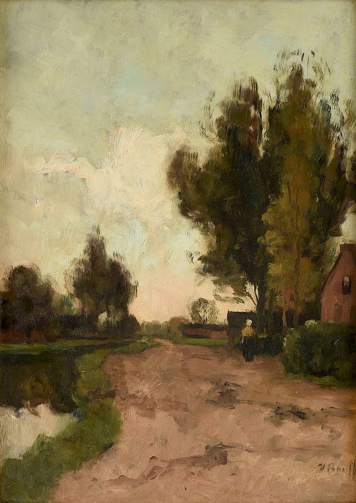 Appraisal: VICTOR BAUFFE Dutch - A PAINTING Landscape with Stream VICTOR