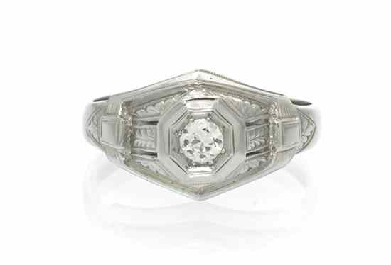 Appraisal: An Karat White Gold and Diamond Ring containing one old