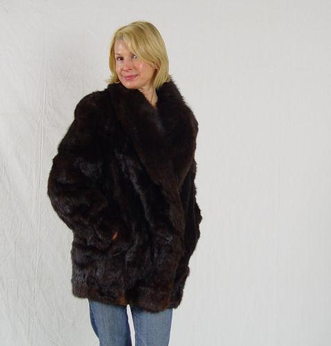 Appraisal: DARK CHOCOLATE BROWN MINK JACKET Styled with a wide collar