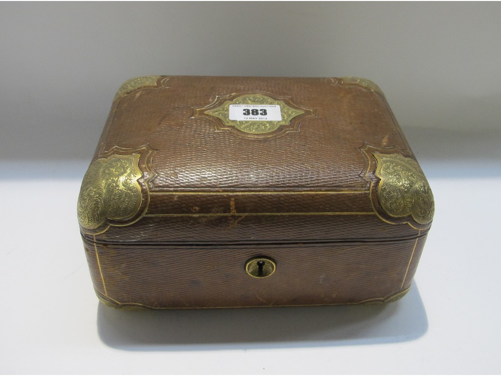 Appraisal: Gilt metal mounted fitted jewellery box