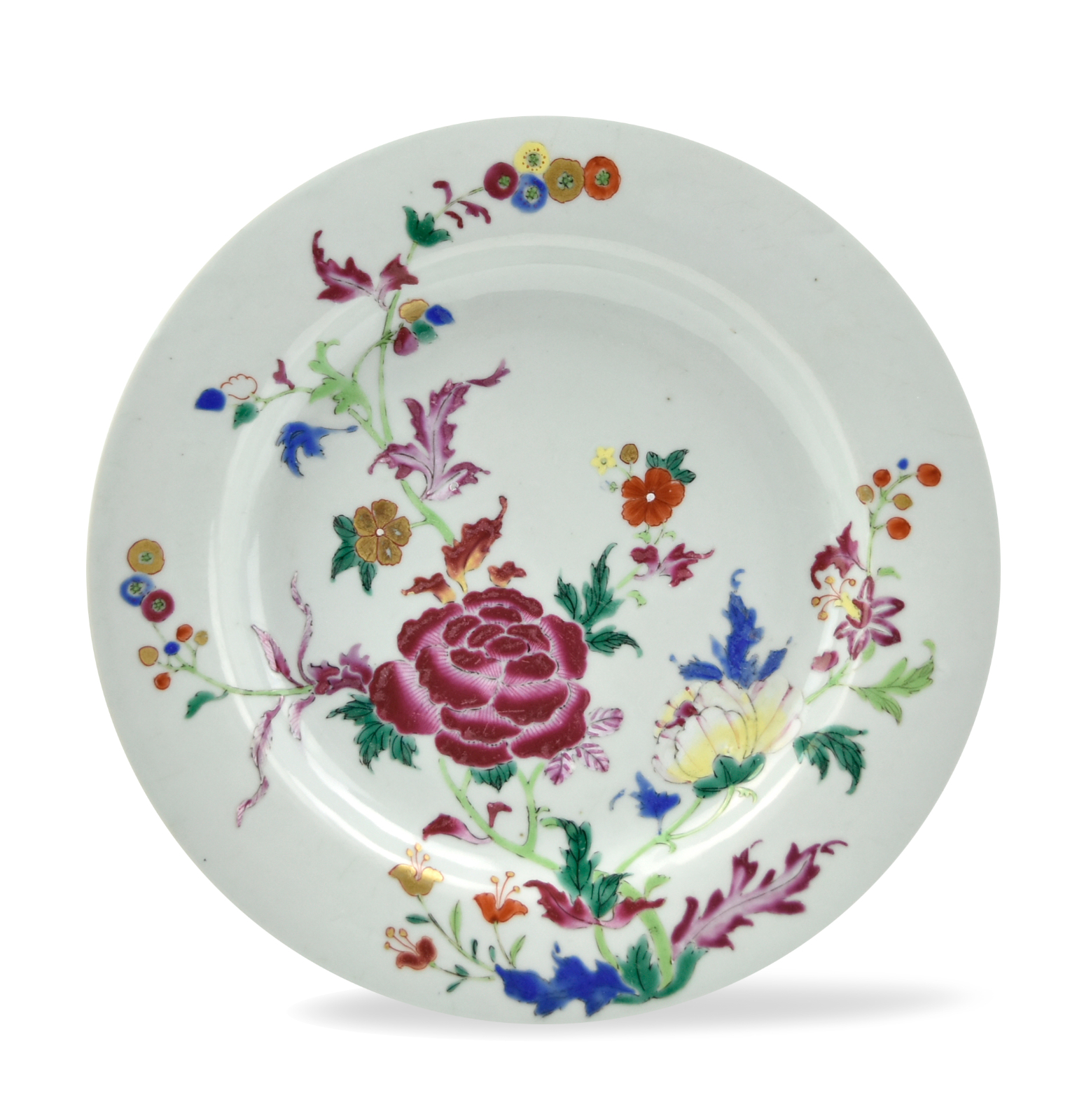 Appraisal: Chinese Yongzheng period famille rose plate brightly enameled with blossom