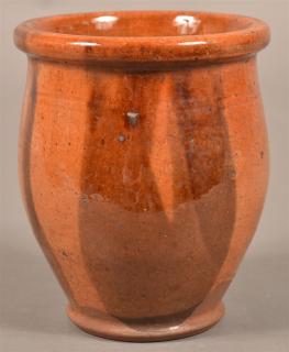 Appraisal: Pennsylvania th Century Redware Storage Jar Brushed Glaze Decorated h