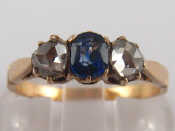 Appraisal: An carat gold sapphire and rose cut diamond ring sapphire