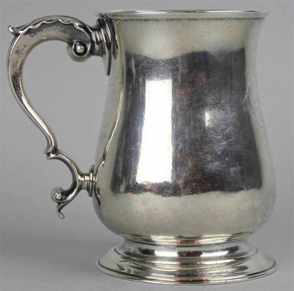 Appraisal: GEORGE III SILVER TANKARD London maker's mark most probably for