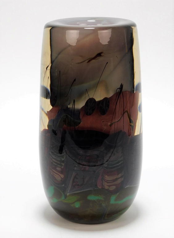 Appraisal: MICHAEL PAVLIK ABSTRACT ART GLASS VASE Czech Republic b Heavy