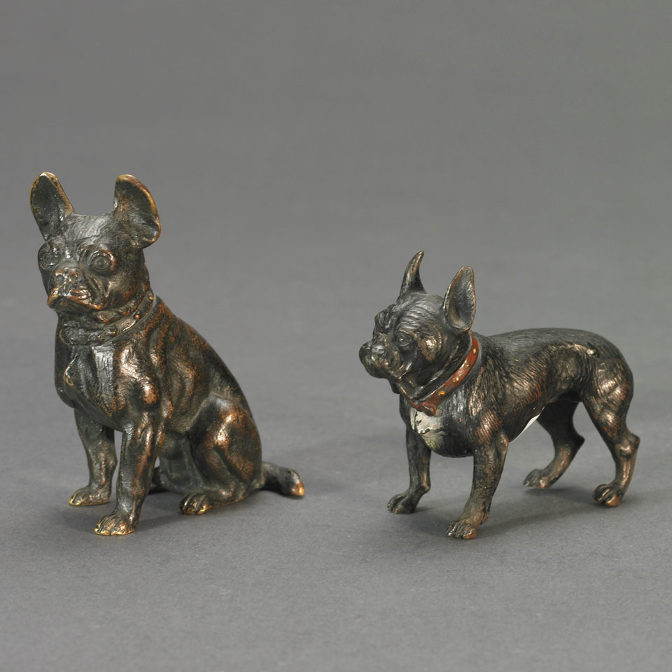 Appraisal: Two Small Austrian Cold Painted Bronze Figures of French Bull