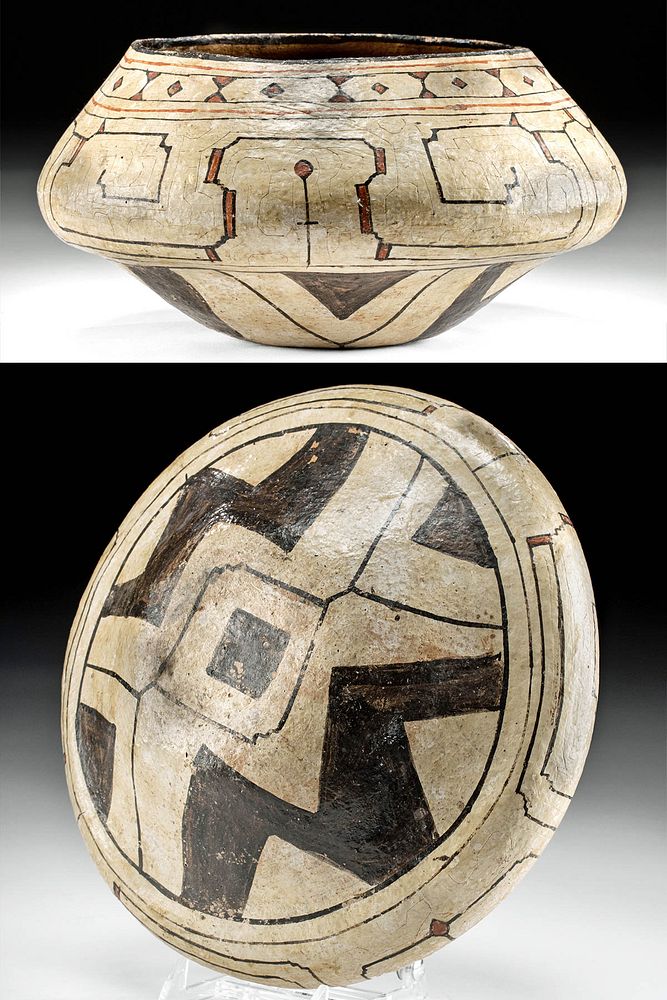 Appraisal: Lovely Shipibo Polychrome Bowl w Linear Motifs First Time At