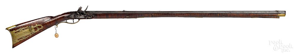 Appraisal: Frederick Sell full stock flintlock long rifle Exclusive on Bidsquare