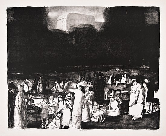 Appraisal: GEORGE BELLOWS In the Park Dark Lithograph x mm x