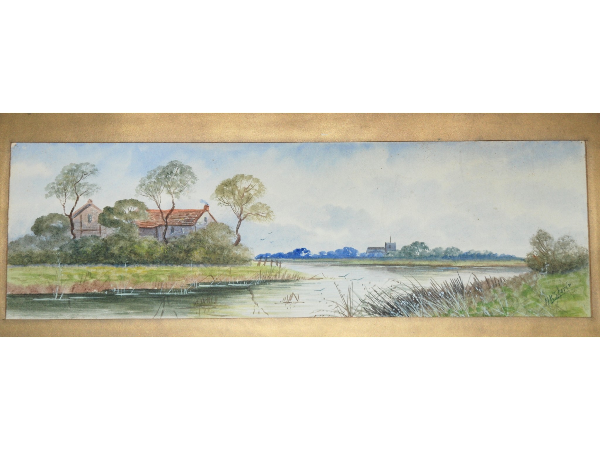 Appraisal: H K Stamp river landscape signed watercolour and a Pirelli