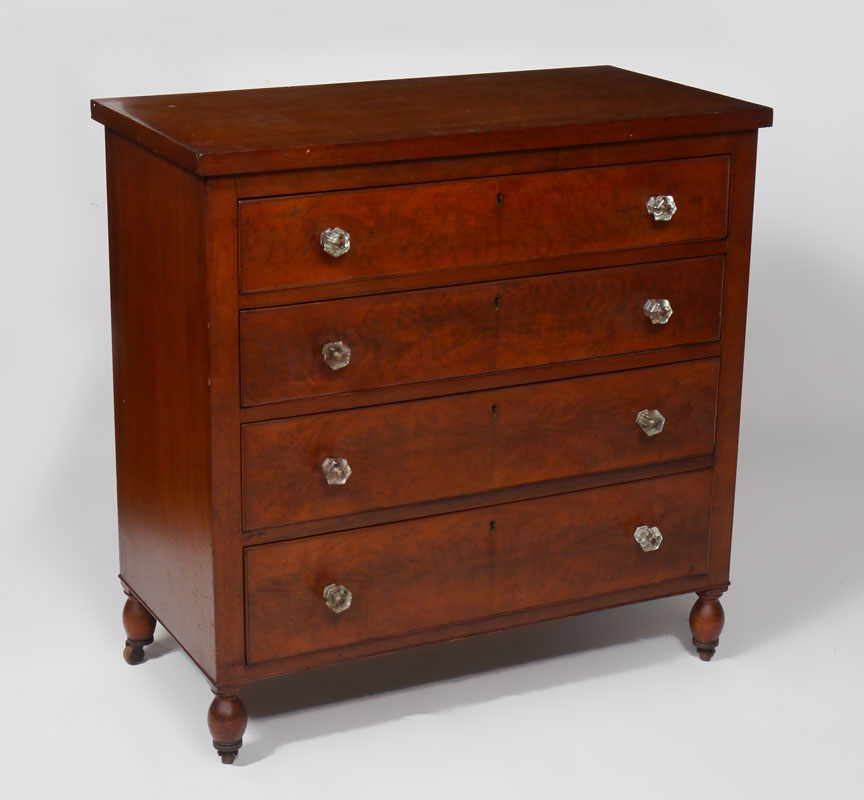 Appraisal: SMALL DRAWER MAHOGANY CHEST graduating drawers with glass pulls on