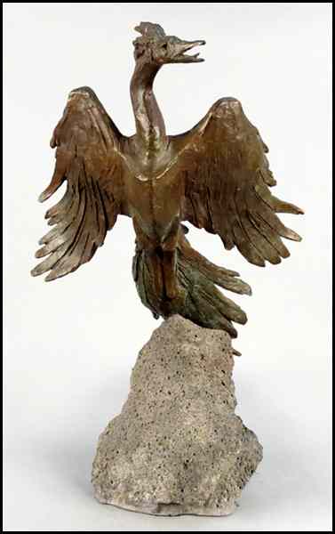 Appraisal: UNA HANBURY B PHOENIX RISING FROM ASHES Bronze mounted on