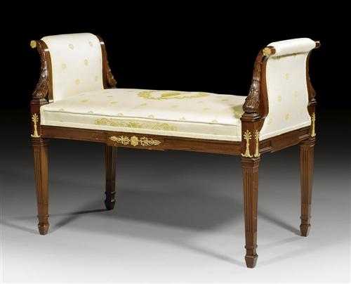 Appraisal: SMALL MAHOGANY BANQUETTE Louis XVI style Germany end of the