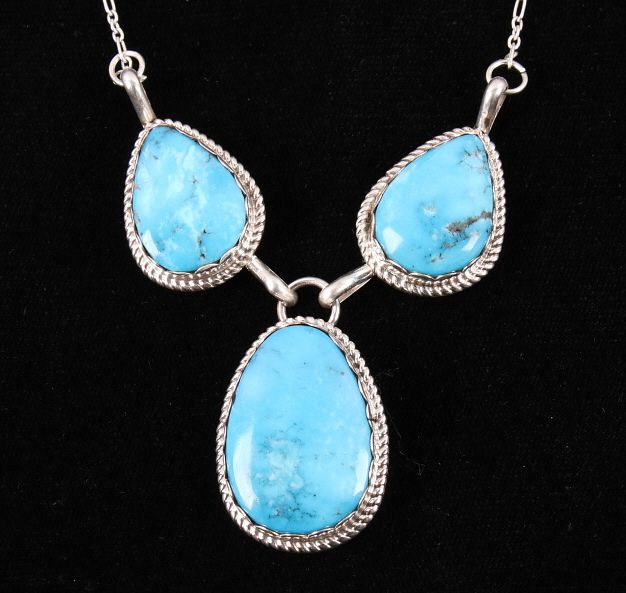 Appraisal: Navajo Stormy Mountain Turquoise Sterling Necklace Included in this lot