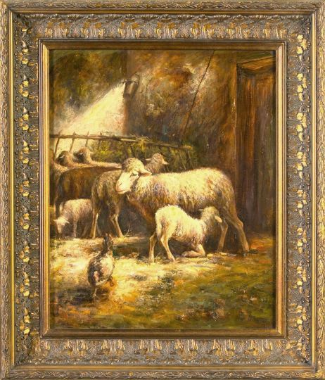 Appraisal: British School st Century Sheep with Her Lamb oil on