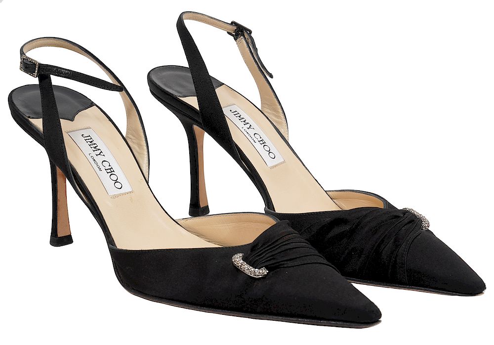 Appraisal: Jimmy Choo Satin Slingback Pumps Sz Jimmy Choo Satin Slingback