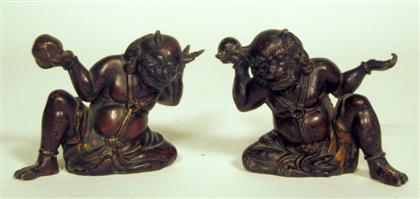 Appraisal: Pair of Japanese bronze Oni figures th century