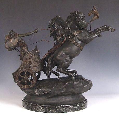 Appraisal: CHAR DE LA VICTOIRE SCULPTURE French spelter cast of charioteer