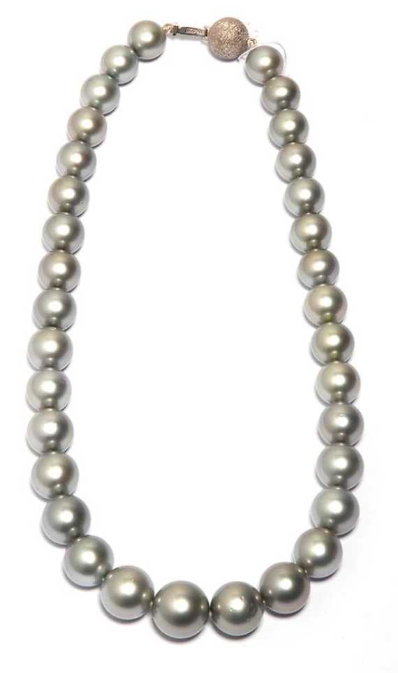 Appraisal: TAHITI PEARL NECKLACE Fastener white gold Casul elegant necklace of