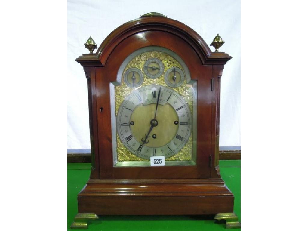 Appraisal: An Edwardian mahogany bracket clock in the Georgian style the