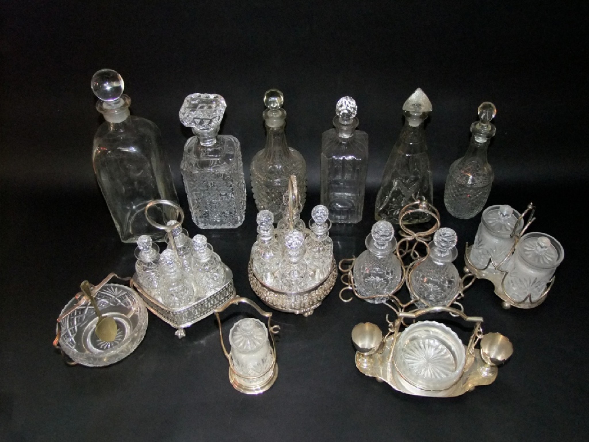 Appraisal: Four various cruet sets silver plated and others accommodating various