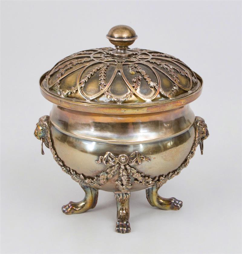 Appraisal: CONTINENTAL SILVER-PLATED BOX AND COVER With removable brass liner x