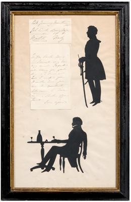 Appraisal: Augustin Edouart double silhouette with letter French - full-length portrait