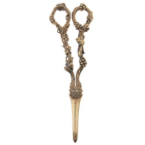 Appraisal: A pair of William IV silver gilt grape shears Vine