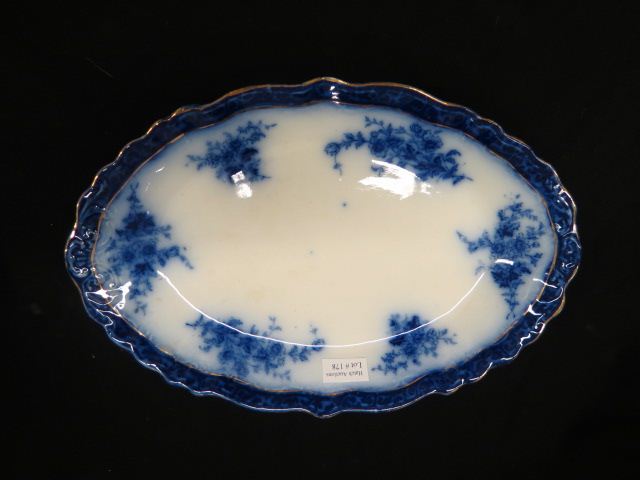 Appraisal: Flow Blue Ironstone Platter floral bouquets by Alcock x excellent