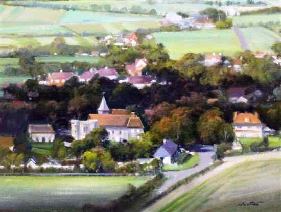 Appraisal: Frank Wootton - oil on canvas 'Wilmington Church and Priory