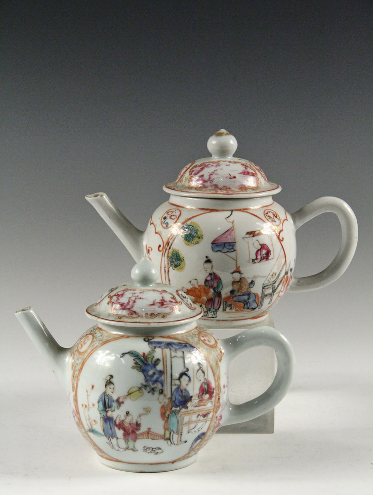 Appraisal: CHINESE EXPORT TEAPOTS - Late th c Mandarin Teapots with