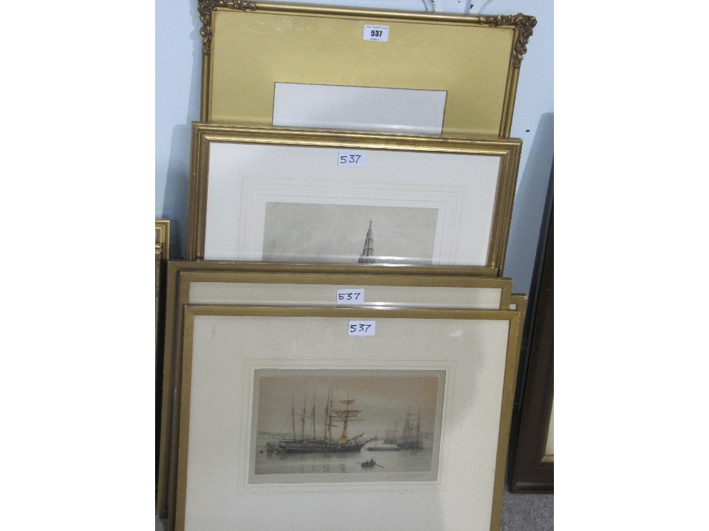 Appraisal: Lot comprising four etchings by HARRY G WALKER plus two