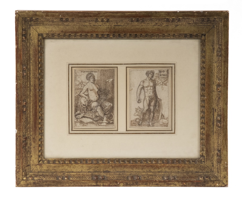 Appraisal: PR OF OLD MASTER INK DRAWINGS OF ALLEGORICAL FIGURES IN