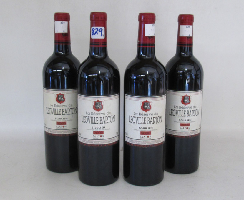 Appraisal: FOUR BOTTLES OF VINTAGE FRENCH RED BORDEAUX WINE La Reserve