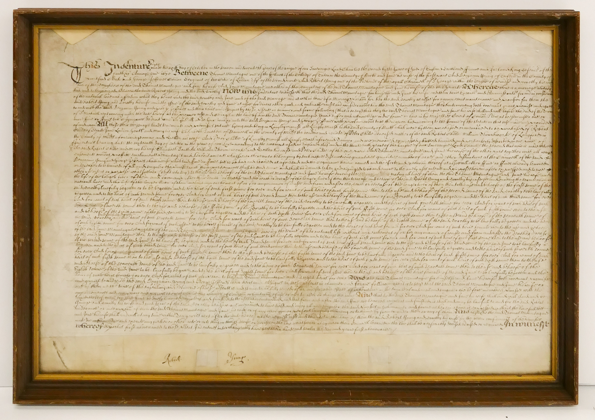 Appraisal: Indentured Servant Contract Dated July on vellum Signed Robert Young