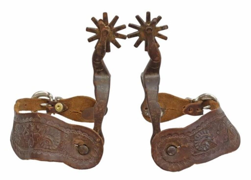 Appraisal: pair Vintage western cowboy double gal leg spurs no maker's