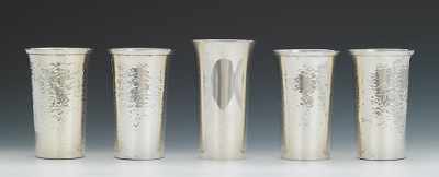 Appraisal: Four Plus One Sterling Silver Lemonade Cups The four by