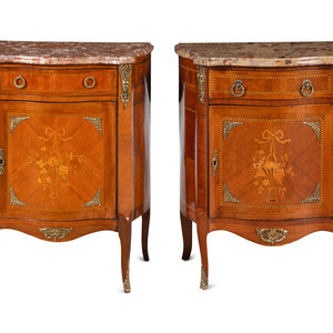 Appraisal: A Pair of Louis XV XVI Transitional Style Parquetry and