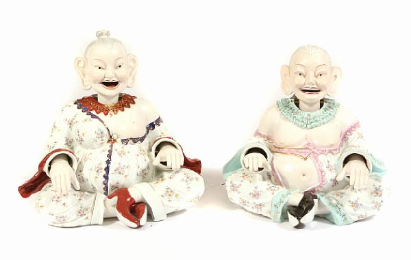 Appraisal: A large pair of porcelain nodding head pagoda figures height