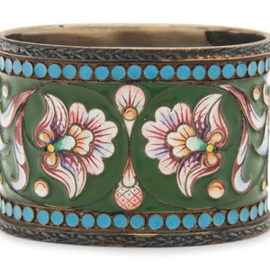 Appraisal: A Russian Enameled Silver Napkin Ring Mark of Gustav Klingert