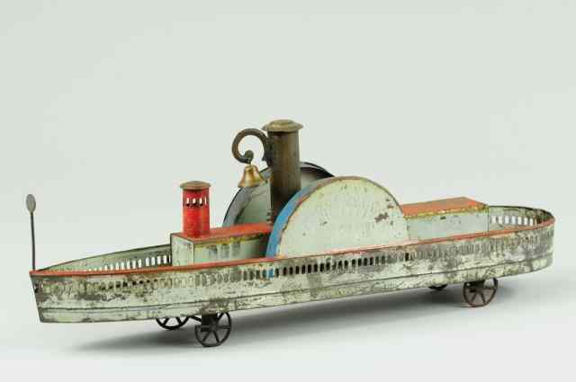 Appraisal: THE ''FLIRT'' SIDEWHEELER Early American tin toy pull toy boat