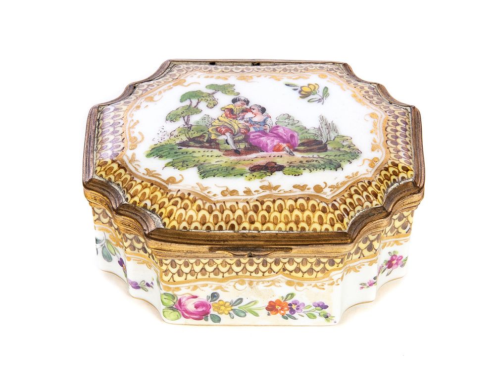 Appraisal: Edm Samson French Porcelain Jewelry Box Vintage French Porcelain Jewelry