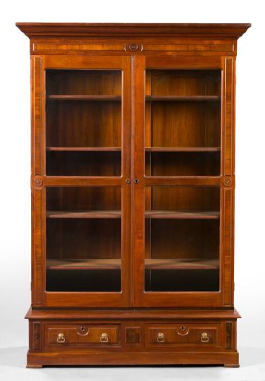 Appraisal: American Renaissance Revival Burled Walnut and Walnut Armoire Bookcase fourth