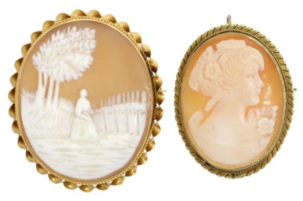 Appraisal: lot of Estate carved shell cameo pendant brooches including woman