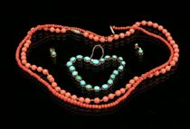 Appraisal: Lot of Victorian Jewelry Lot includes two coral bead necklaces