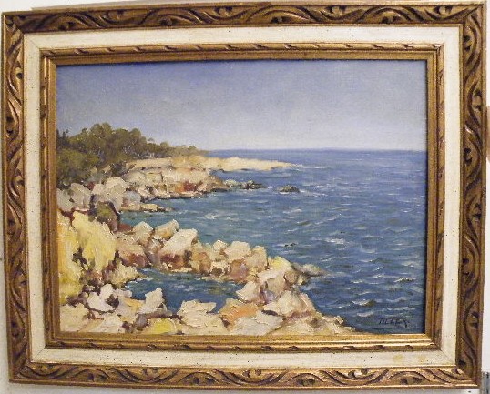 Appraisal: AN AMERICAN TILLER SIGNED OIL ON CANVAS Coastal scene with