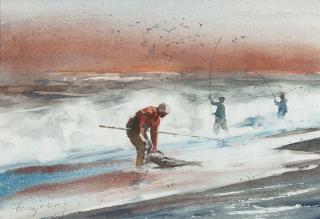 Appraisal: Francis Golden Study for Surf Casting Fishermensigned Francis Golden lower