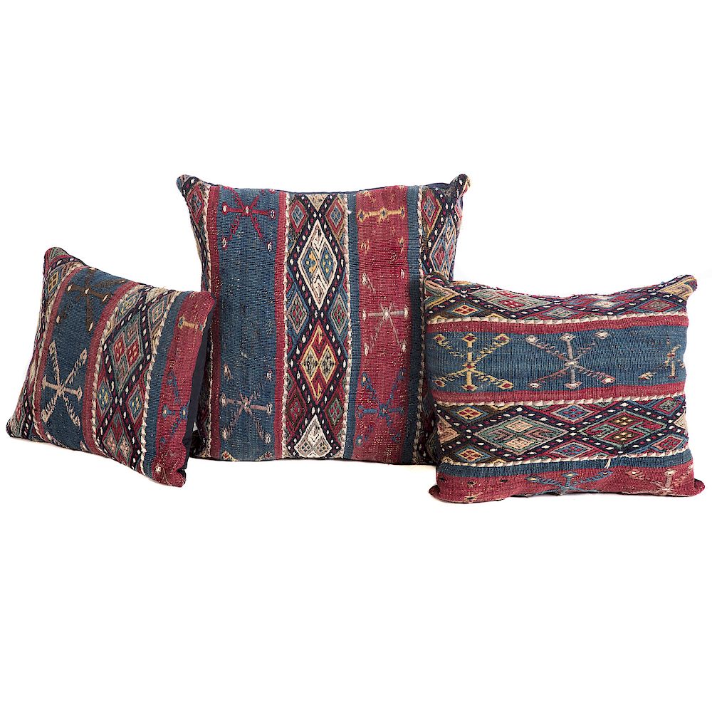 Appraisal: Three Turkish Soumak Kilim Pillows each hand woven on one